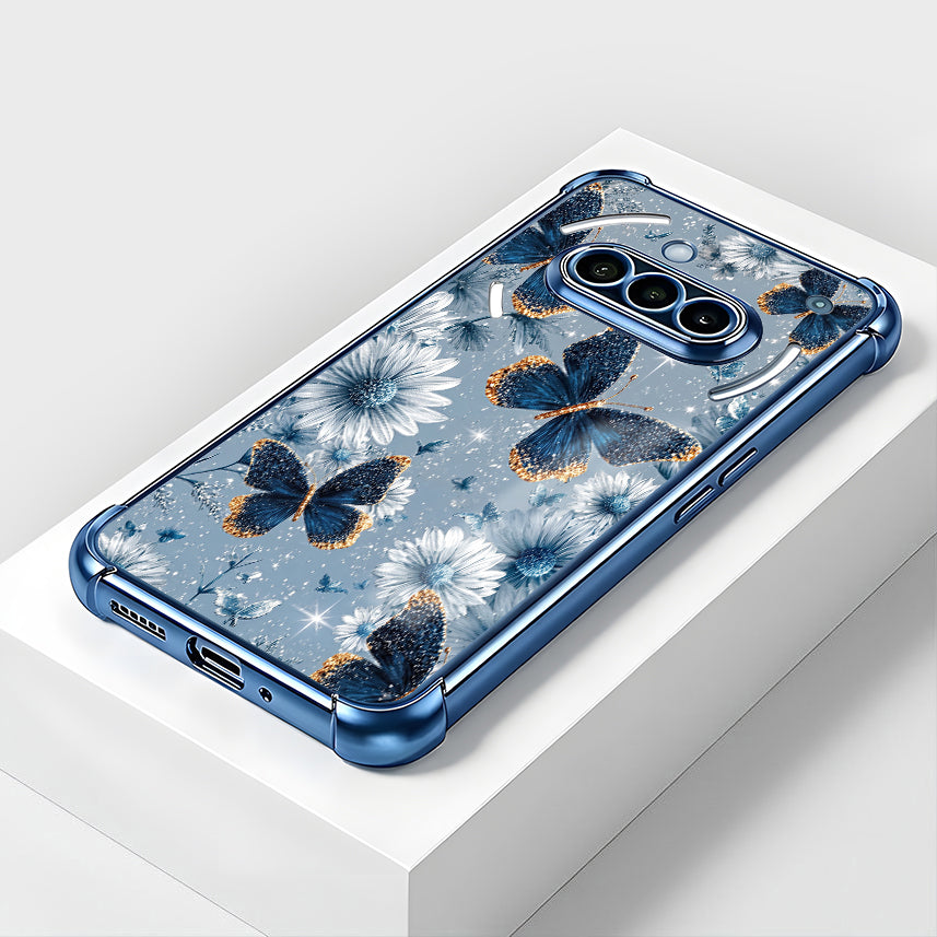 Nothing Phone 3a 5G Blue Butterfly Floral Airbags Printed Back Case