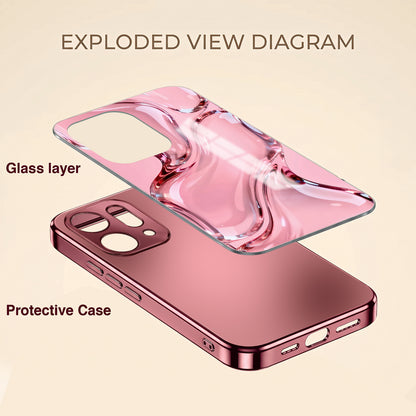 Oppo Reno 14 5G Crystal Wave Energy Pink Electroplated Glass Phone Back Case