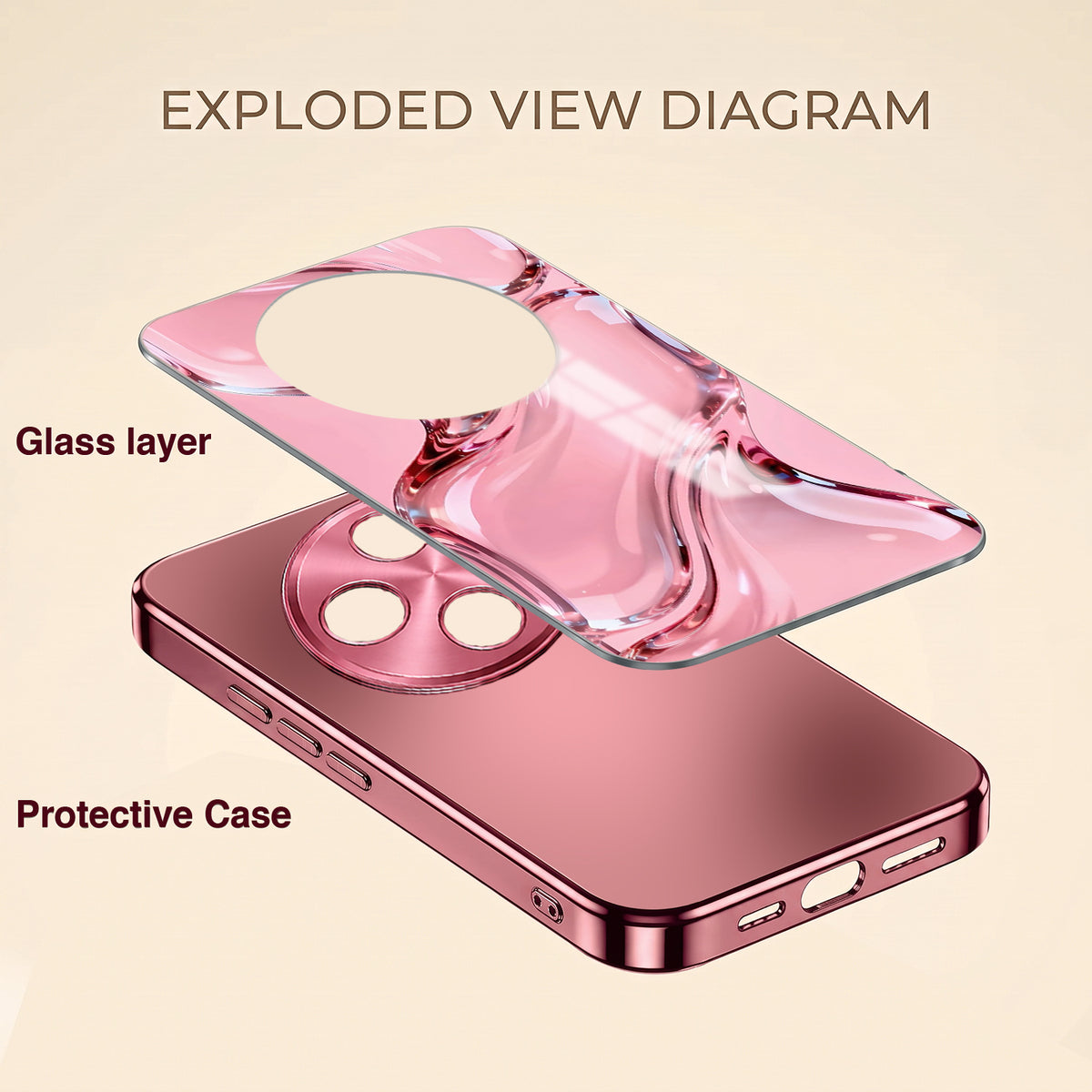 Oppo F27 5G Crystal Wave Energy Pink Electroplated Glass Phone Back Case