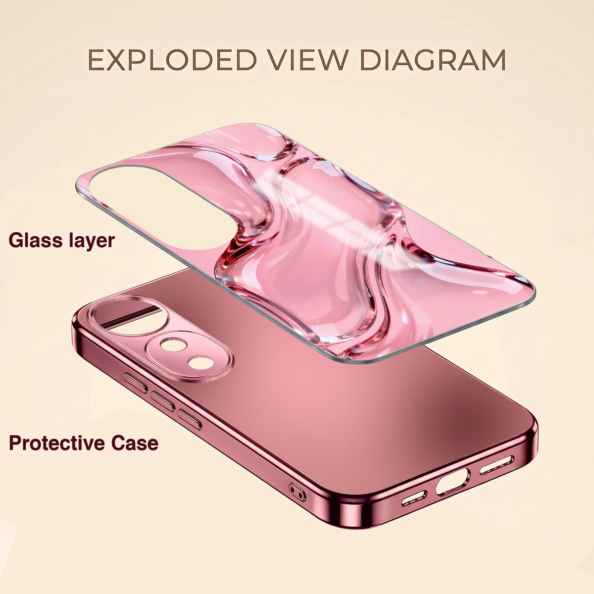 Vivo V40 Pro 5G Crystal Wave Energy Pink Electroplated Glass Phone Back Case