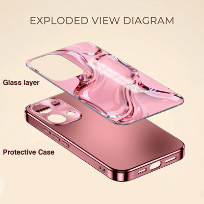 Oppo Reno 13 5G Crystal Wave Energy Pink Electroplated Glass Phone Back Case