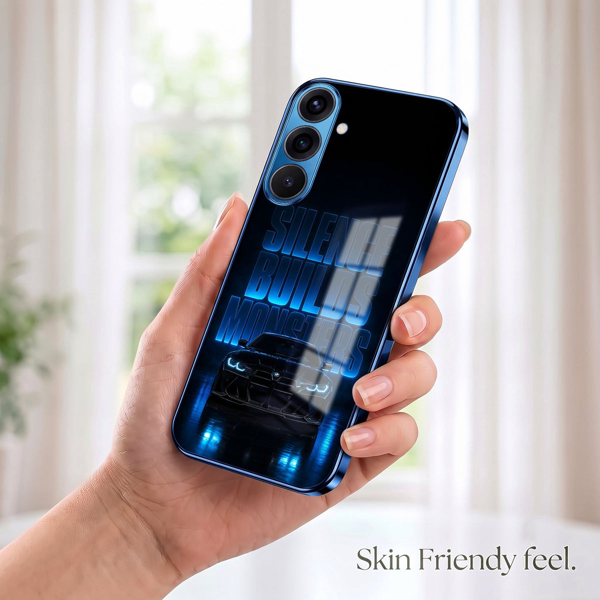 Samsung Galaxy A56 5G Silence Build Monsters Blue Electroplated Glass Phone Back Case