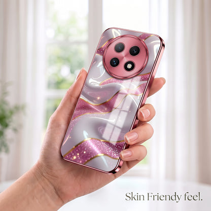 Oppo F29 Pro 5G Pearl Marble Pink Electroplated Glass Phone Back Case