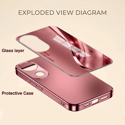 Vivo V50 5G Luxury Infinity Energy Pink Electroplated Glass Phone Back Case