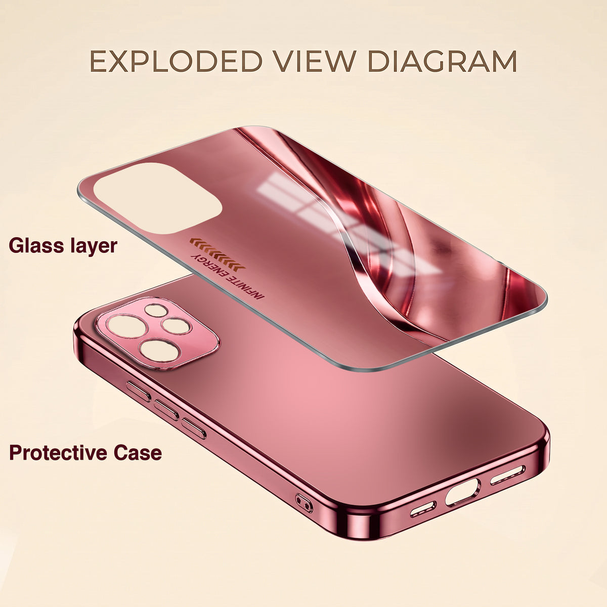 Oppo Reno 15 Pro 5G Luxury Infinity Energy Pink Electroplated Glass Phone Back Case