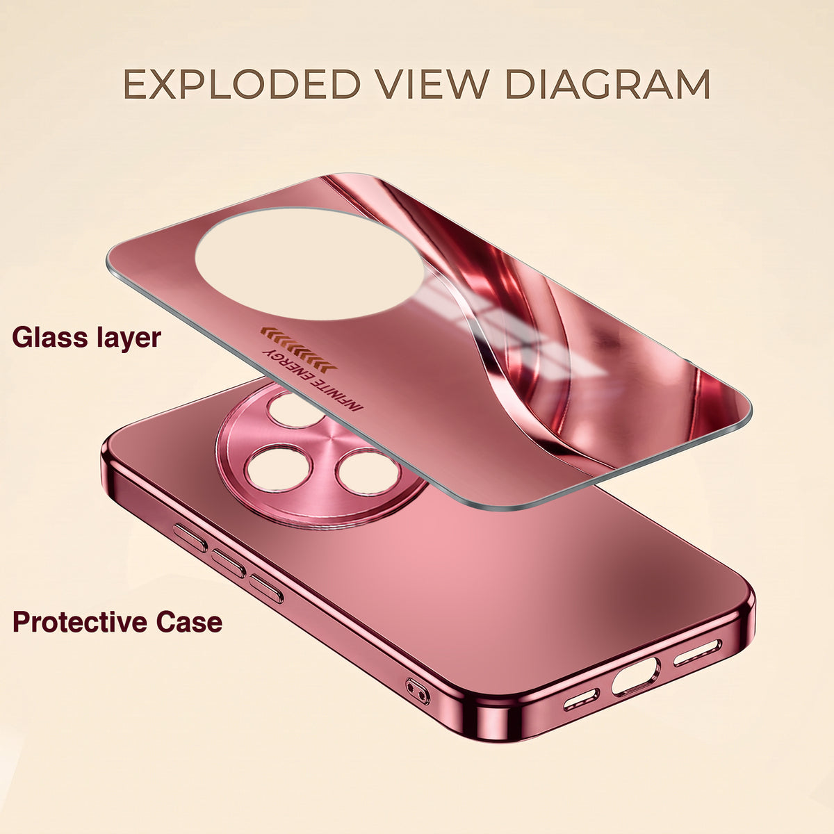 Oppo F27 Pro+ 5G Luxury Infinity Energy Pink Electroplated Glass Phone Back Case