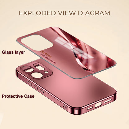 Oppo Reno 14 5G Luxury Infinity Energy Pink Electroplated Glass Phone Back Case