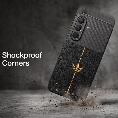 Samsung Galaxy A57 5G Royal Stripe Carbon Fiber Leather Hybrid Back Case
