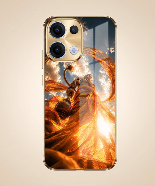 Oppo Reno 13 5G Divine Hanuman Gold Electroplated Glass Phone Back Case