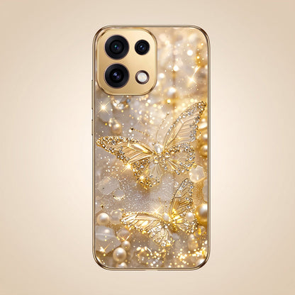Oppo Reno 16C 5G Golden Butterfly Gold Electroplated Glass Phone Back Case