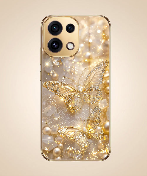 Oppo Reno 16C 5G Golden Butterfly Gold Electroplated Glass Phone Back Case