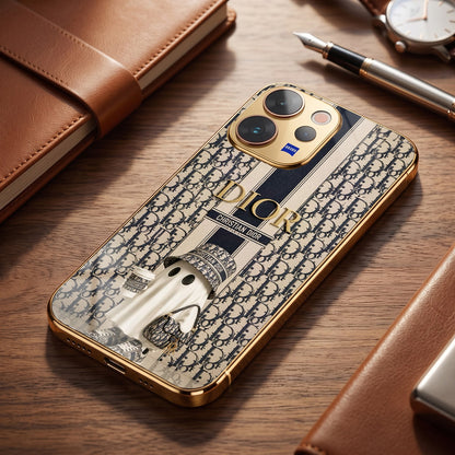 Vivo V70 5G Luxury Dior Gold Electroplated Glass Phone Back Case