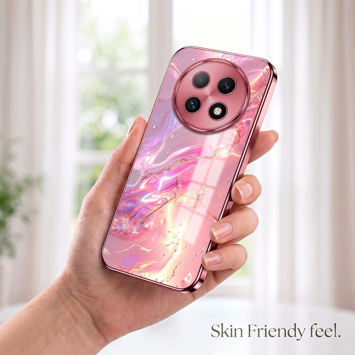 Oppo F29 Pro 5G Pearl Aurora Pink Electroplated Glass Phone Back Case