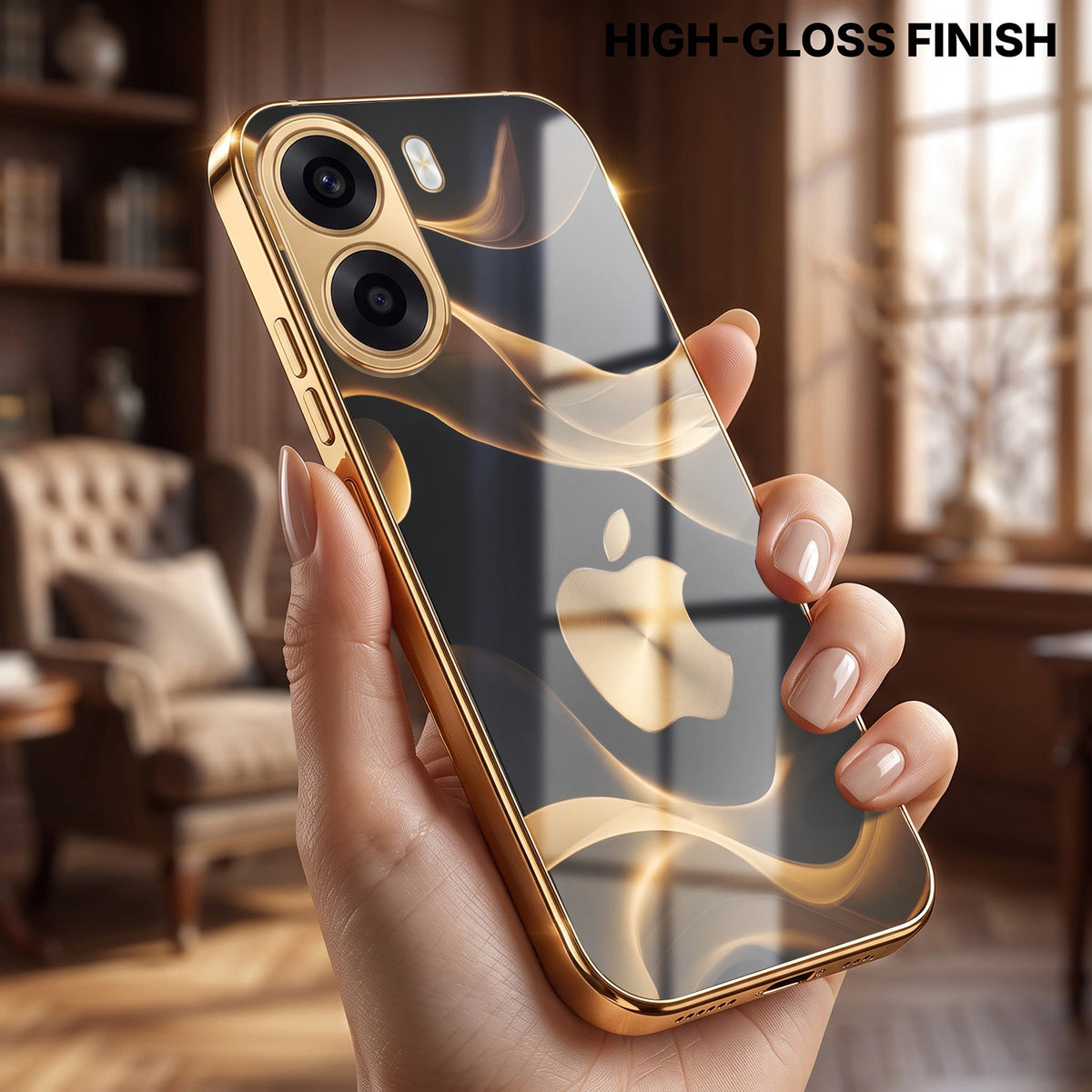 Oppo K14x 5G Luxury Wave Gold Electroplated Glass Phone Back Case