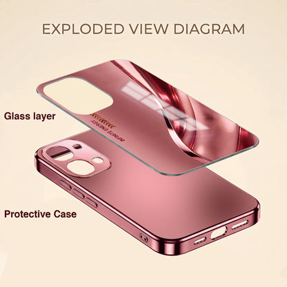 Vivo T5x 5G Luxury Infinity Energy Pink Electroplated Glass Phone Back Case