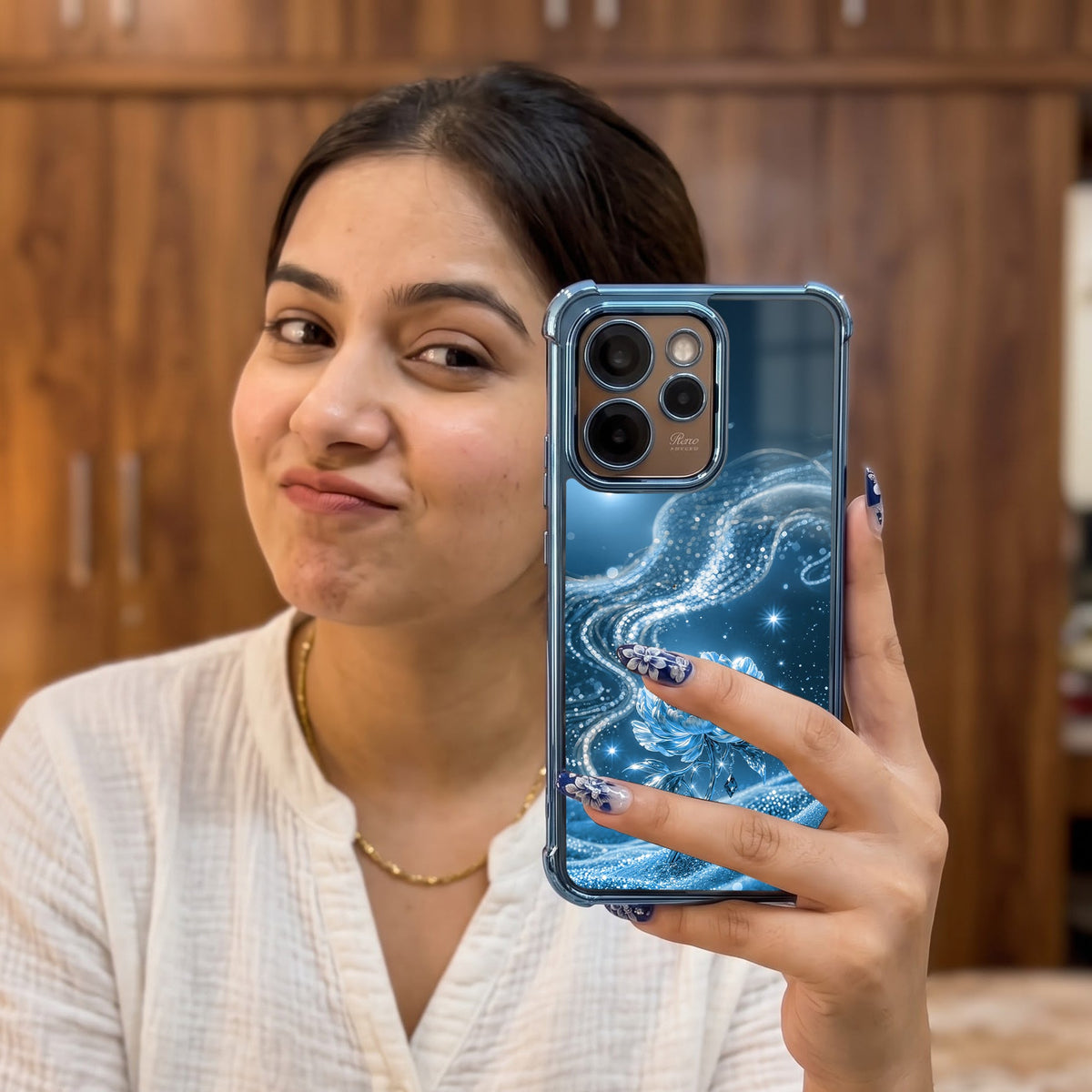 Oppo Reno 15 Pro Mini 5G Blue Rose Airbags Printed Back Case