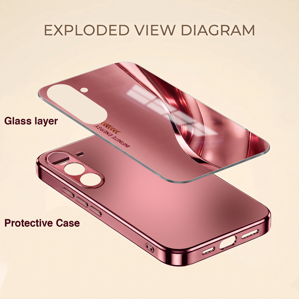 Samsung Galaxy A36 5G Luxury Infinity Energy Pink Electroplated Glass Phone Back Case
