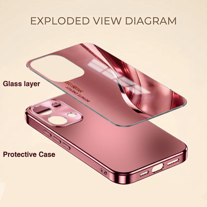 Oppo Reno 13 5G Luxury Infinity Energy Pink Electroplated Glass Phone Back Case