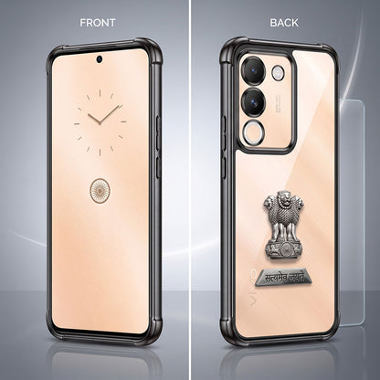 Vivo Y200 5G Satyamev Jayate 2-in-1 Emblem Transparent Shockproof Airbag Case