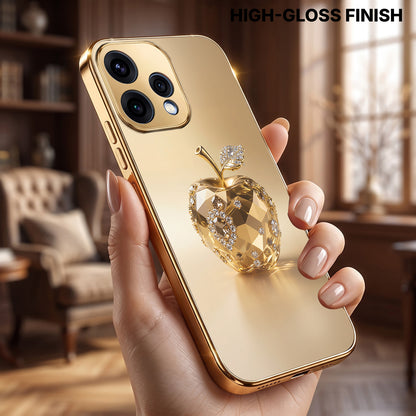 Oppo Reno 15 5G Golden Apple Gold Electroplated Glass Phone Back Case