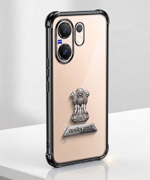 Vivo X200 FE 5G Satyamev Jayate 2-in-1 Emblem Transparent Shockproof Airbag Case