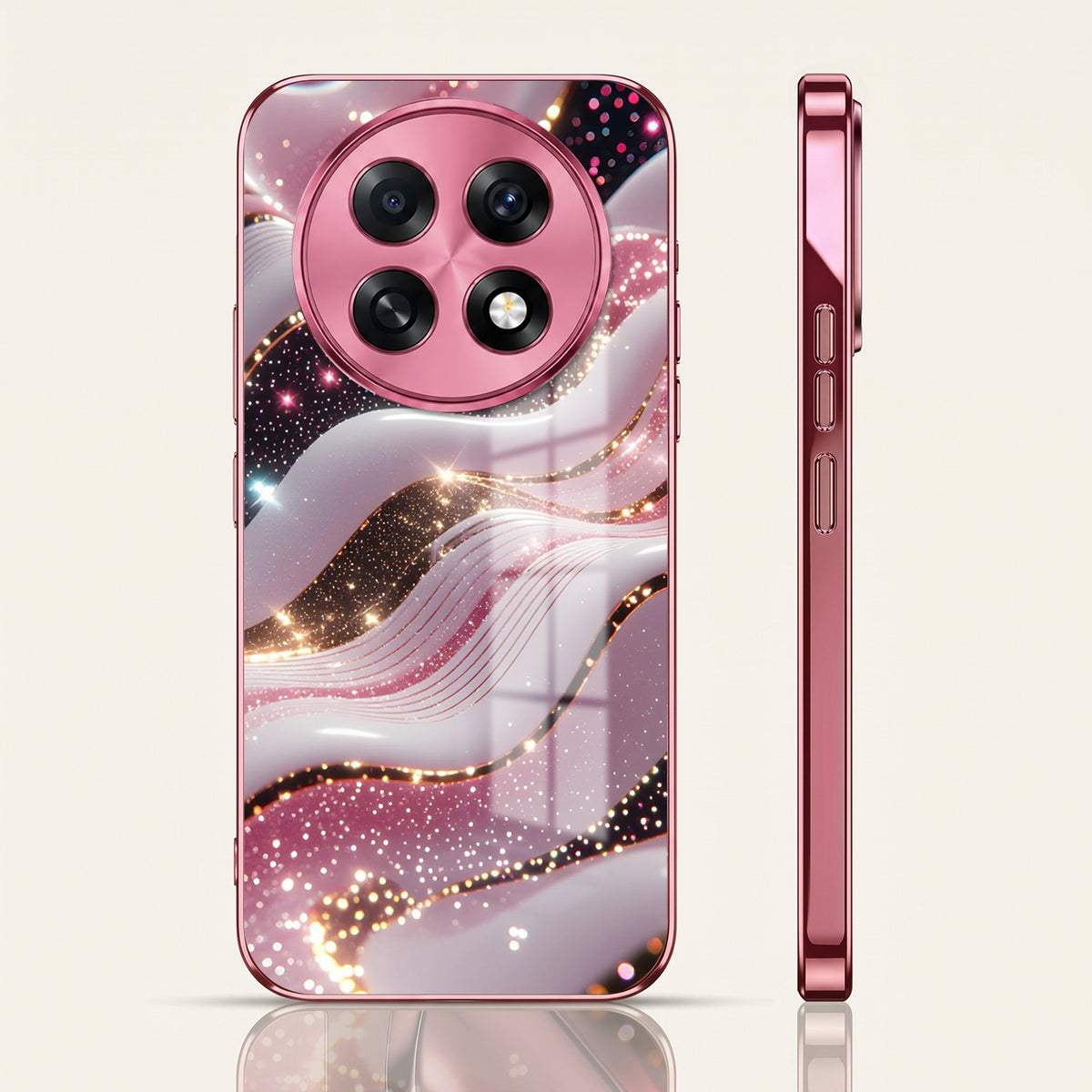 Oppo F31 Pro+ 5G Midnight Pearl Wave Pink Electroplated Glass Phone Back Case