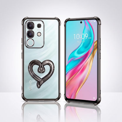 Vivo T4x 5G Premium Heart Transparent Shockproof Airbag Phone Case