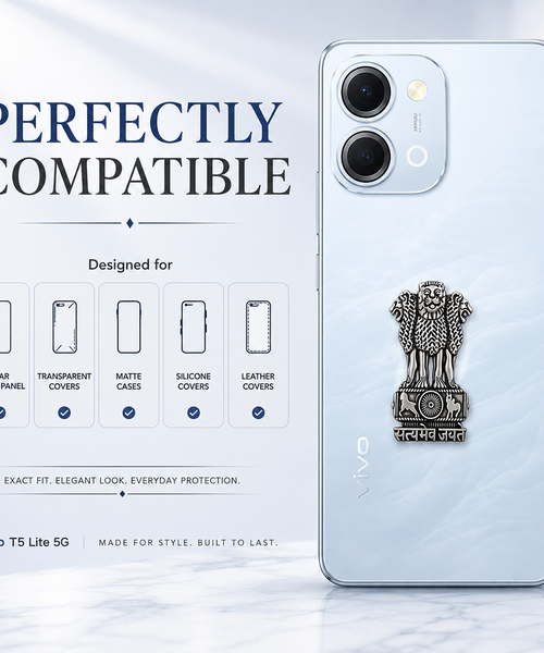 Vivo T5 Lite 5G Compatible Satyamev Jayate 3D Metal Emblem Sticker
