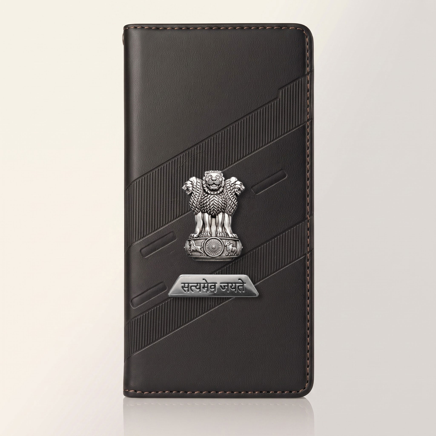 Vivo T4 5G Metal Satyamev Jayate 2-in-1 Emblem Magnetic Flip Wallet Case