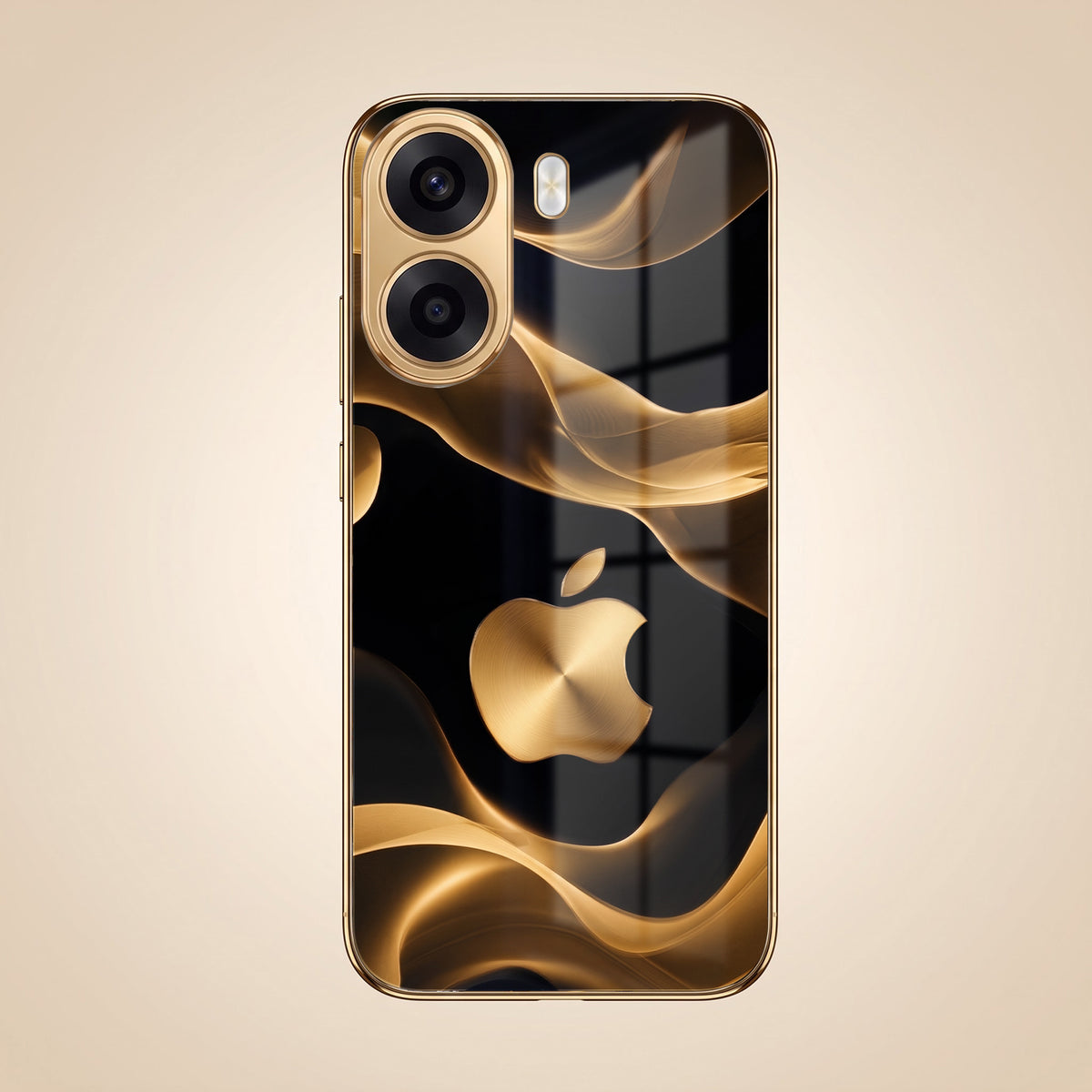 Oppo K14x 5G Luxury Wave Gold Electroplated Glass Phone Back Case