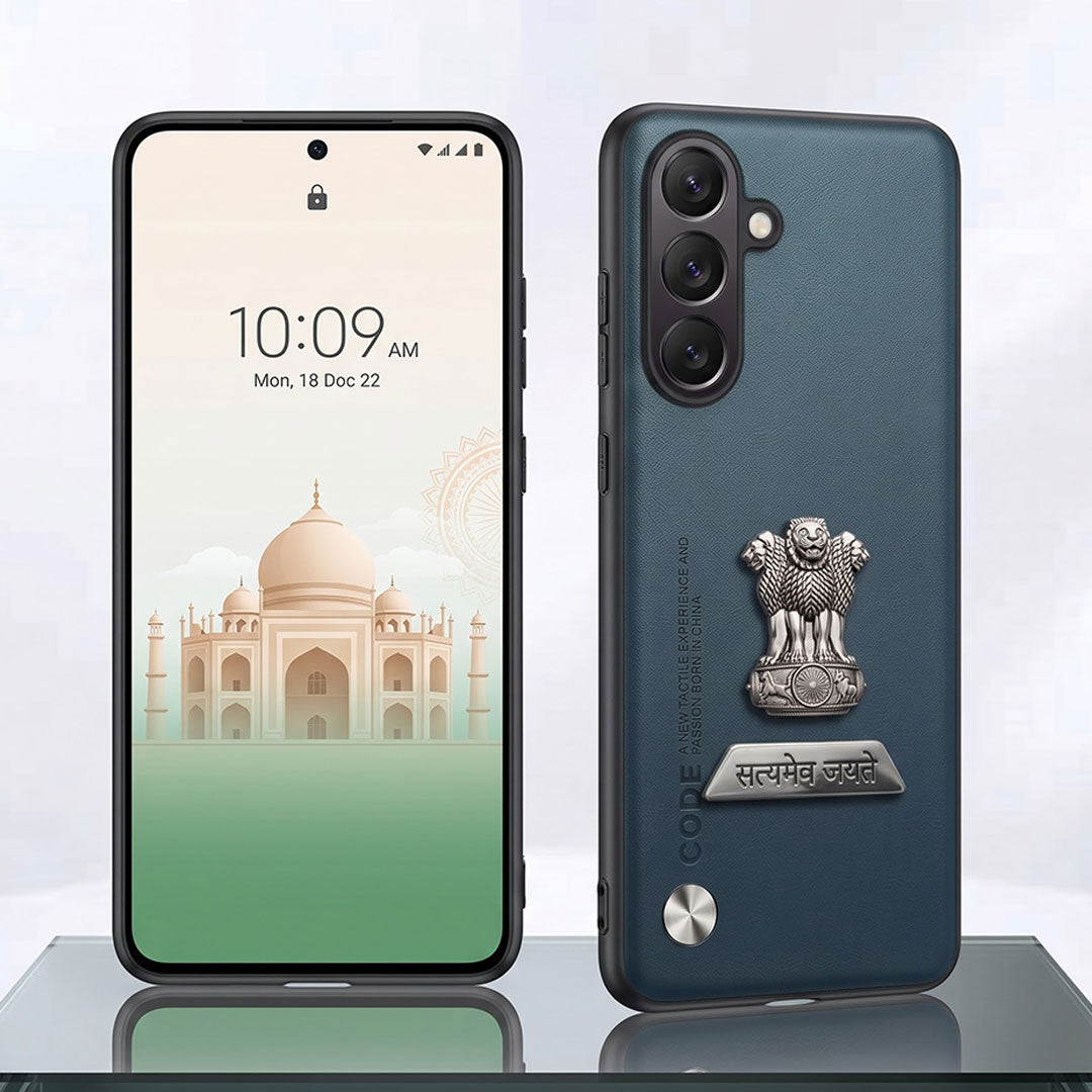 Samsung Galaxy A55 5G Satyamev Jayate 2-in-1 Emblem Vegan Leather Back Case