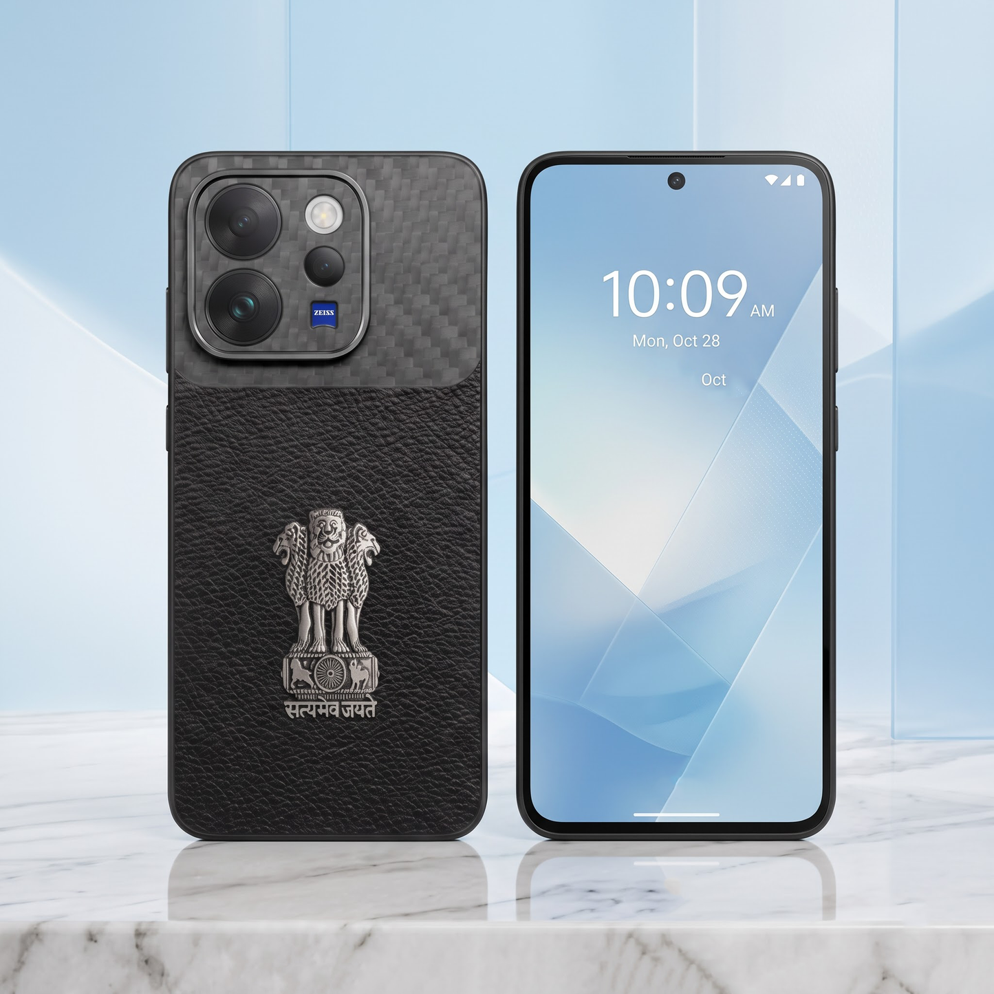 Vivo V70 5G Satyamev Jayate Carbon Fiber Leather Hybrid Phone Case