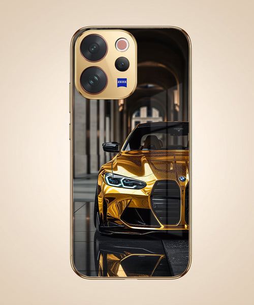 Vivo V70 5G Golden BMW Gold Electroplated Glass Phone Back Case
