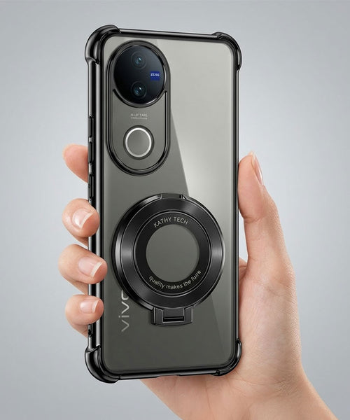 Vivo V50 5G Original Luxury Magnifier Ring Stand Shockproof Airbags Corner Case