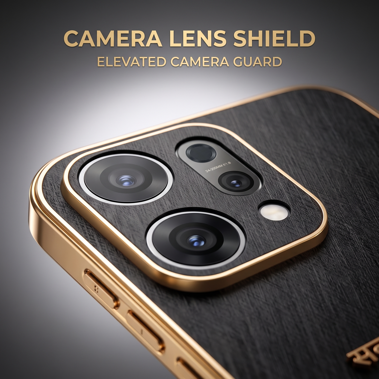 Oppo Reno 14 Satyamev Jayate 3D Electroplated Frame Gold Thread Pattern Hard Back Case