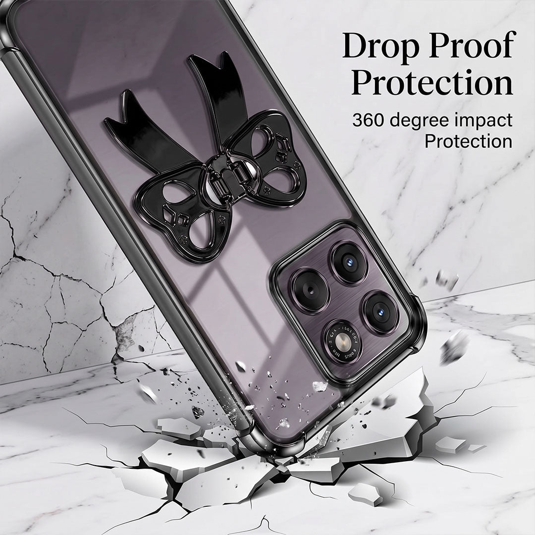Motorola Edge 70 5G Stylish Bow Knot Transparent Shockproof Airbag Phone Case