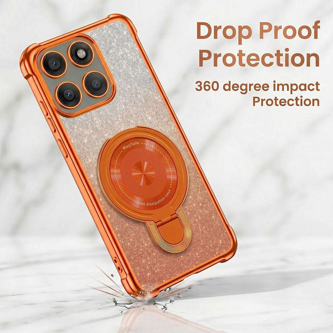 Motorola Edge 60 Pro 5G Invincible Bracket Ring Stand Shimmer Airbag Cosmic Orange Case