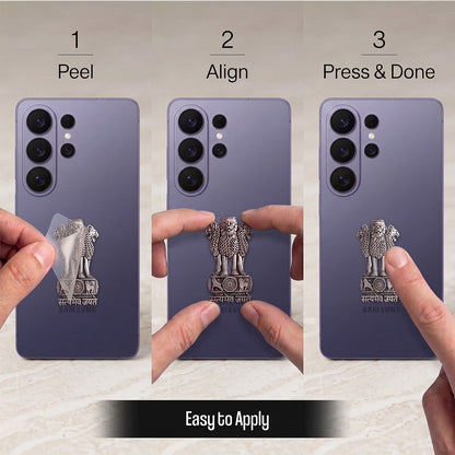 Samsung Galaxy S26 Ultra 5G Compatible Satyamev Jayate 3D Metal Emblem Sticker