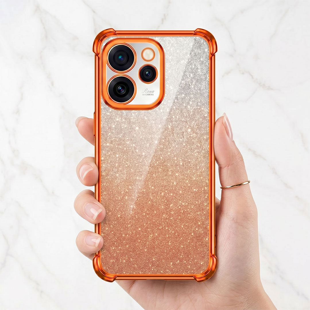 Oppo Reno 15 Pro Mini 5G Luxury Shockproof Shimmer Airbag Cosmic Orange Case