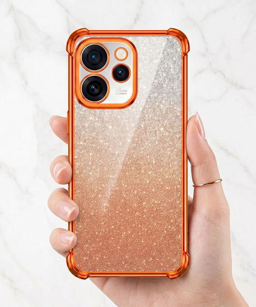 Oppo Reno 15 Pro Mini 5G Luxury Shockproof Shimmer Airbag Cosmic Orange Case