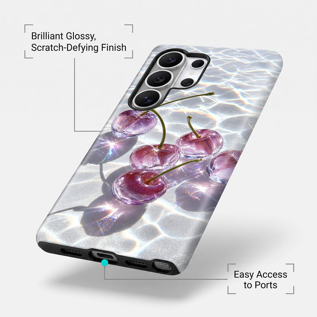 Samsung Galaxy S25 Ultra 5G Purple Transparent Cherry Protective Case