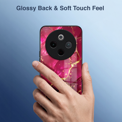 Vivo T4 5G Luxury Crimson Marble Acrylic Glass Back Case