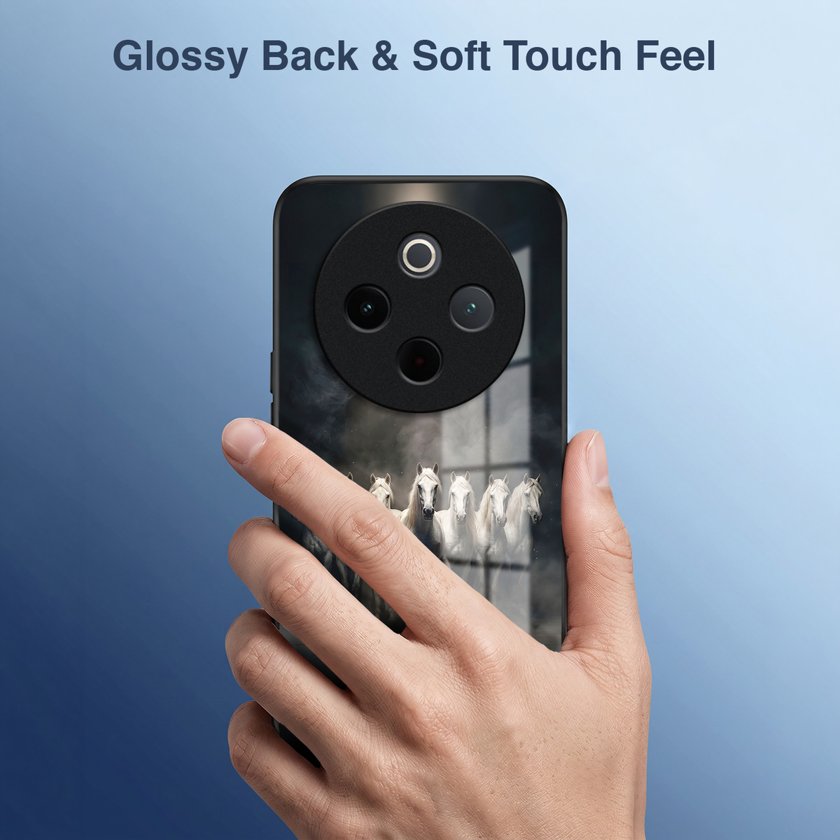 Vivo T4 5G Running Horses Acrylic Glass Back Case