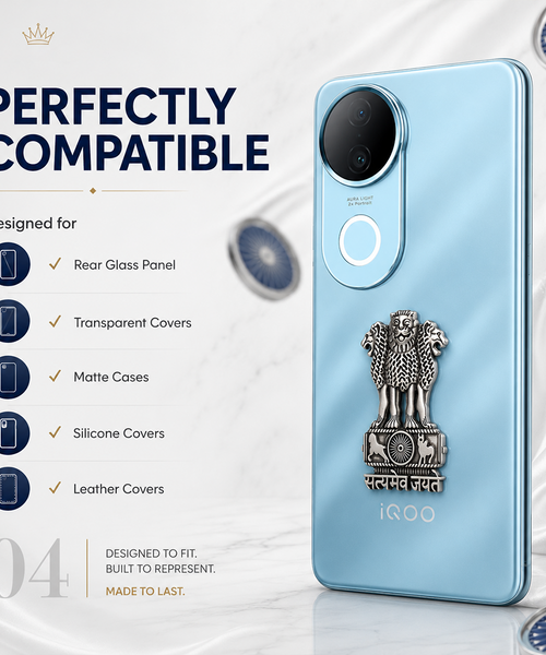 iQOO Z10R 5G Compatible Satyamev Jayate 3D Metal Emblem Sticker