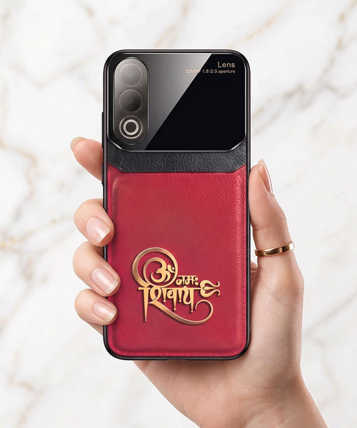 Oppo K12x 5G Om Namah Shivay 3D Gold Metal Leather Back Case