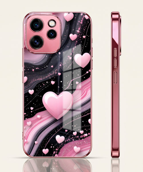 Oppo Reno 15 Pro 5G Love Sparkle Pink Electroplated Glass Phone Back Case