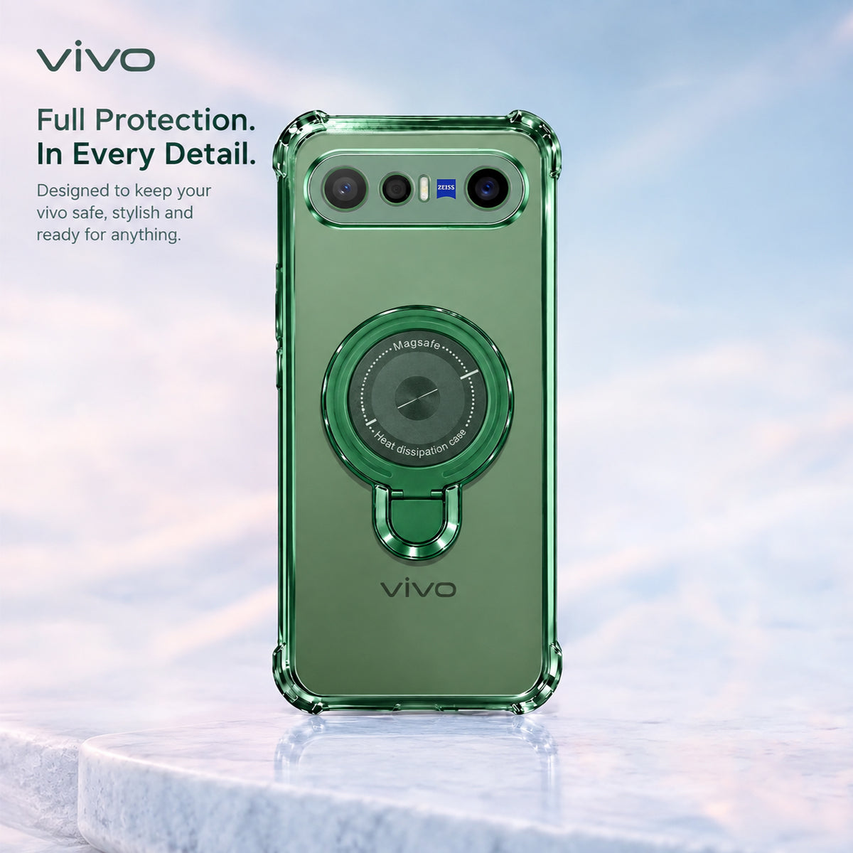 Vivo X300 FE 5G Luxury Four Corner Invincible Bracket Ring Stand Case