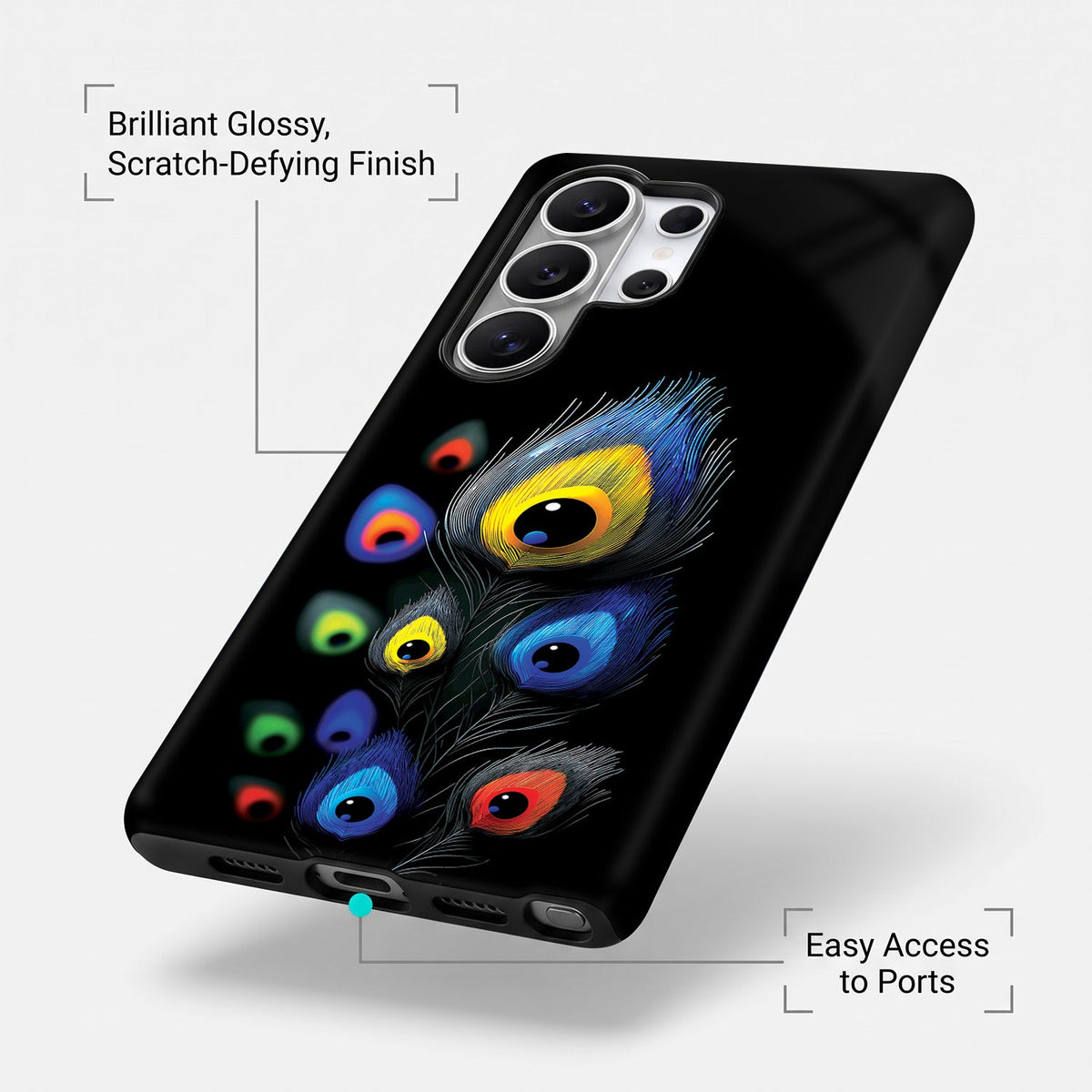 Samsung Galaxy S25 Ultra 5G Multi-Feather Peacock Protective Cases