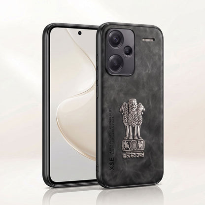 Redmi Note 13 Pro+ 5G Metal Emblem Satyamev Jayate Comfortable Sheepskin Phone Case