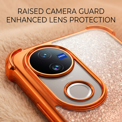 Vivo V50 5G Invincible Bracket Ring Stand Shimmer Airbag Cosmic Orange Case